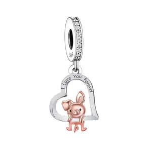 Fit Original Brand Charm Bracelet 925 Silver Pig I Love You Forever Bead For Women Jewelry Making 2023