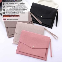 Yihe Meilleure Vente 8 Couleurs Galet Bracelet En Cuir Grand Portefeuille Document Sac avec Enveloppe D'affaires pour IPad/Bloc-Notes