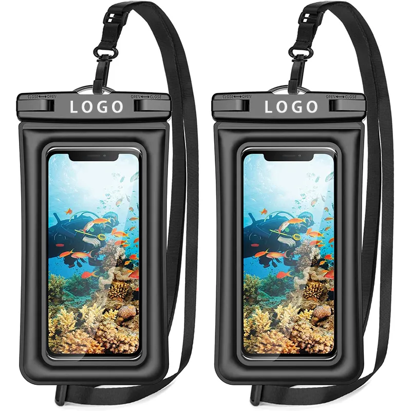 Customized Logo IPX8 Swim PVC Waterproof Cell Mobile Phone Bag Pouch Universal floating diving Waterproof Phone case