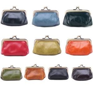 Bolso de Mano Tipo Clutch de Cuero Genuino Vintage de Alta Calidad para Mujer, Cierre de Broche, Monedero Retro para Monedas - Product Image 6