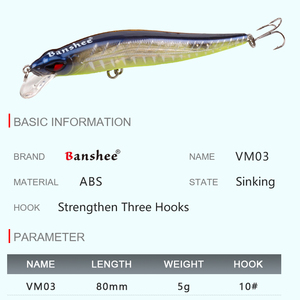 Wahoo <span class=keywords><strong>Minnow</strong></span> flottant profilé peu profond VM03 Jerkbait 3D yeux longue coulée personnalisation complète leurres de pêche en plastique ABS chaud - Product Image 4