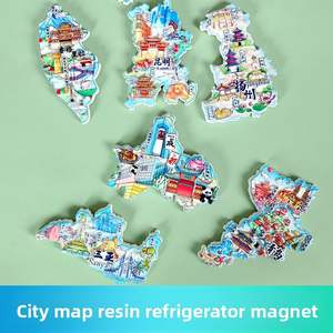 แม่เหล็กติดตู้เย็นเรซิ่นรักษ์โลก รุ่นแผนที่เมือง ซีรีส์แผนที่เมืองสมัยใหม่ ลายเส้นภูมิประเทศเมืองจีน สติ๊กเกอร์แม่เหล็กสำหรับการเดินทาง ดีไซน์สร้างสรรค์ - Product Image 2