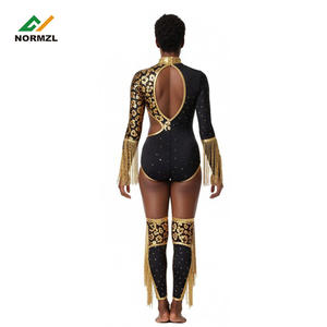 महिला मेजर नृत्य वर्दी सफेद गुलाबी काले रंग की नृत्य टीम प्रदर्शन नृत्य नाउन फ्रिंज मेजर वर्दी - Product Image 4