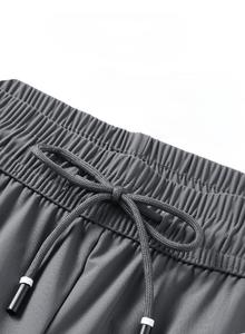 Pantalon d'été en soie glacée à taille mi-haute pour hommes Pantalons de travail et de sport décontractés à séchage rapide avec cordon de serrage Modèles de style lâche teints unis - Product Image 4