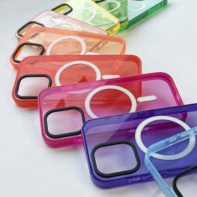 New Fancy Smooth Candy Tinted Mobile Phone Cases for iPhone 16 Pro Max 15 Pro 14 Magnetic Rainbow Color Custom Logo Phone Case