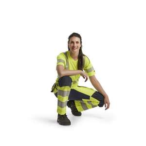 BLAKLADER - 716318113389D21 Women's Hi-Vis <b>trousers</b> with <b>stretch</b> Yellow/<b>Navy</b> blue - EAN 7330509615300 HI-VIS WORKWEAR - Product Image 4