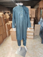 Qamis Arabe Traditionnel Modeste pour Hommes de Dubaï, Style Afghane, à Manches Longues, avec Pantalon, en Polyester, Vêtement Islamique, Abaya