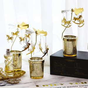 Bougie en verre de fer simple et moderne de style américain Bougeoir de Noël tournant - Product Image 3