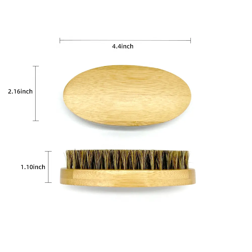 2023 인기있는 개인 상표 수염 브러쉬 천연 대나무 100% 멧돼지 강모 헤어 브러쉬 남성 수염 케어