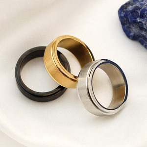 Plain Band Brushed <b>Titanium</b> Steel Rotating <b>Ring</b> Unisex Fashion <b>Rings</b> Engagement Jewelry - Product Image 1