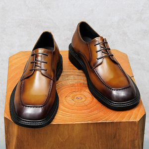 2026 Business Slip-On Shoes-Genuine Leather Handmade Waterproof Steel Toe Square Toe Men's Shoes Drop Shipping - Product Image 3