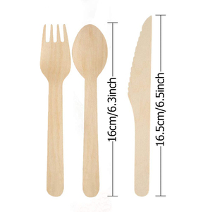 <span class=keywords><strong>Pas</strong></span> <span class=keywords><strong>Cher</strong></span> En Gros 100 Fourchettes 100 Cuillères 100 Couteaux Couverts En Bois Jetables 6 "Série - Product Image 5