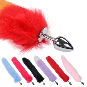 Hot selling cosplay game funny sex toys fox tail metal anal plug adult butt plugs for male female