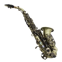 Bb Curved Soprano Saxophone Green Antique Finish Professional Brass Adjustable Musical Instrument Model HYM-233 for Performance