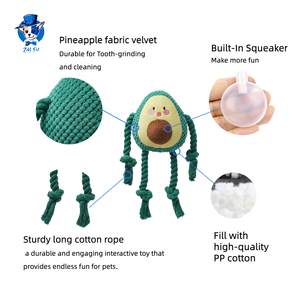Hete Verkoop <span class=keywords><strong>Avocado</strong></span> Fruit Interactieve Hond Kauwen Speelgoed Duurzaam Suqeaky Pluche Knuffel Hond Speelgoed Met Katoenen Touw - Product Image 4