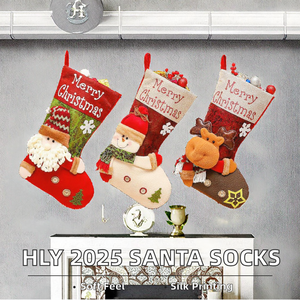 Nouvelles chaussettes de <span class=keywords><strong>Noël</strong></span> avec personnages en peluche 3D, bonhomme de neige, Père <span class=keywords><strong>Noël</strong></span>, renne, décorations de <span class=keywords><strong>Noël</strong></span> - Product Image 2