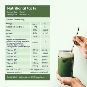 Daily Greens Multivitamin con vitamina C Zinc B6 <span class=keywords><strong>B12</strong></span> Superalimentos vegetales Antioxidantes Suplemento de tableta verde diario efervescente - Product Image 2