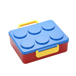 2026 Cute Luxury Brick Eco-Friendly Microwavable 2-Compartment Lunch Box Wholesale Custom Logo Building <b>Block</b> Bento Box Kids - Product Image 3