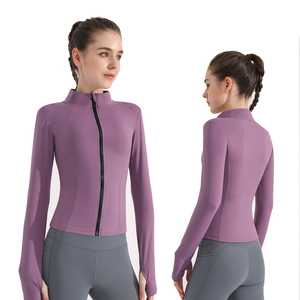 Ropa deportiva Abrigo informal Chaqueta deportiva Cremallera Entrenamiento Correr Yoga Abrigo Slim Fit Manga larga Chaqueta de pista de yoga con agujeros para los pulgares - Product Image 1