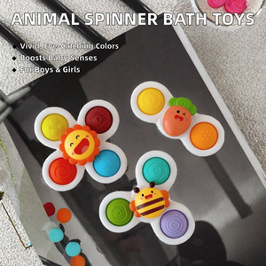 Nouveauté 2024 : 3 pièces de jouets sensoriels à manivelle en forme d'animaux, hochets tournants, jouets de bain en plastique pour enfants de 5 à 7 ans - Product Image 2