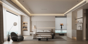 Villa tasarım mutfak dolabı tasarım iç tasarımı yüksek hacimli Villa kanepe yemek masası sandalye asılı dolap oturma odası - Product Image 5