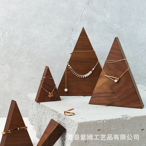 Wooden Triangular Jewelry Rack For Necklace Display <b>Storage</b> Stand With Custom Logo Option - Product Image 3