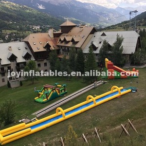 Scivolo Acquatico Gonfiabile Personalizzato Giallo e Blu, Slip N Slide per Adulti e Bambini, Gioco Acquatico per Divertimento in Città - Product Image 4