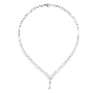 Collar Lariat de Plata 925 con Moissanita en Forma de Pera, Elegante Joyería de Boda, Regalo para Mamá, Amante, Estilo Día de la Madre - Product Image 3