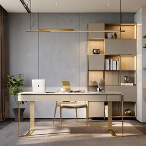 Studio individuale mobili per la casa tavolo da disegno scritto scrivania in acciaio inossidabile dorato - Product Image 4