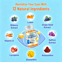 Bonbons gélifiés personnalisés OEM 12-en-1 à la lutéine et aux myrtilles, avec zéaxanthine et vitamines pour la santé oculaire et la protection contre la lumière bleue, soutien végétalien