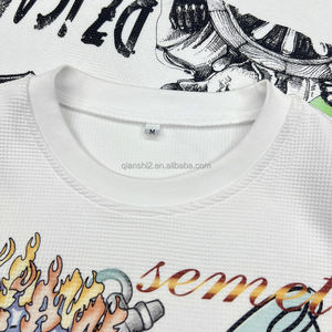 Qianshi Hersteller Custom Thermal Waffle Strick Langarm Bedrucktes Oversized Luxus Hip Hop Langarm T-Shirt für Herren - Product Image 3