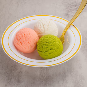 Bol à soupe jetable écologique blanc de 12 oz avec bord doré, réutilisable pour l'emballage alimentaire, pour les mariages et le camping - Product Image 5