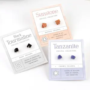 Bông Tai Dạng Hạt Thạch Anh Hồng Thạch Anh Tím Đá Quý Thô Bông Tai Hình Càng Cua Pha Lê Nhỏ Cho Nữ Trang Sức Hàng Ngày Pha Lê - Product Image 1