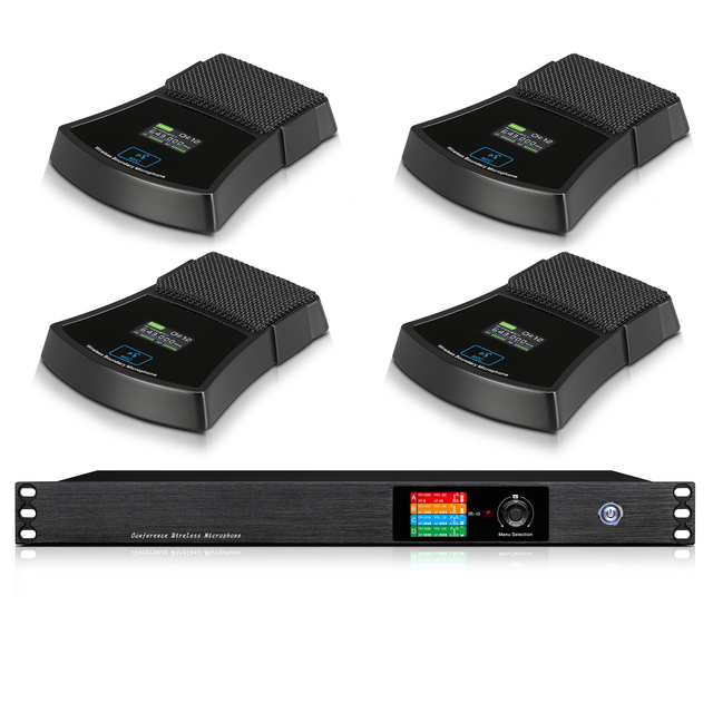 Professional 4 Channel UHF Wireless Microphone System with 4 Interface Microphones