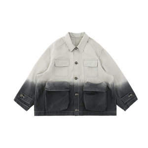 Veste en jean pour adolescents et enfants YOEHYAUL QG3149 4-16T, dégradé noir et gris, 100% coton, printemps, veste en jean pour adolescents - Product Image 2