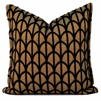 Coussin décoratif de luxe pour canapé - Housse de coussin tissée or métallisé avec motif floqué noir, taille personnalisée pour la maison et l'hôtel