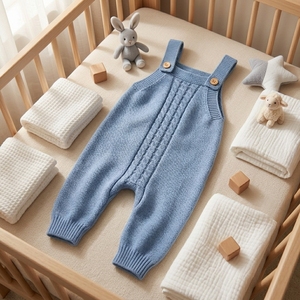 Combinaisons en tricot doux pour bébés et tout-petits unisexes, fermeture à boutons, décontractées, pour tous les jours, combinaison pour bébé d'automne - Product Image 3
