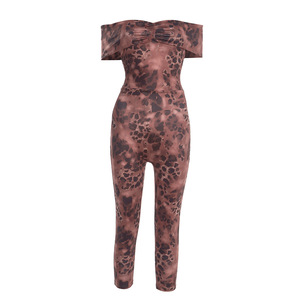 Combinaison femme Viviblook J25JP458, plissée, sans bretelles, imprimé léopard, épaules dénudées, coupe ajustée, sexy, combinaison courte - Product Image 6