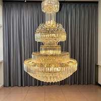 Lustre en cristal K9 Empire de luxe sur mesure avec finition dorée pour hall d'hôtel, grand hall, plafond haut, projets commerciaux