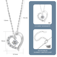 Hartvormige VVS Moissanite Diamant Hanger Huwelijksgeschenk 14K Witgouden Geïmpregneerd 925 Sterlingszilver GRA Liefdes Charm Ketting voor Vrouwen