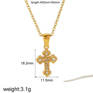 Diseñador exagerado Cruz religiosa cristiana impermeable deslustre libre Pvd joyería de acero inoxidable colgante collares para mujeres - Product Image 5
