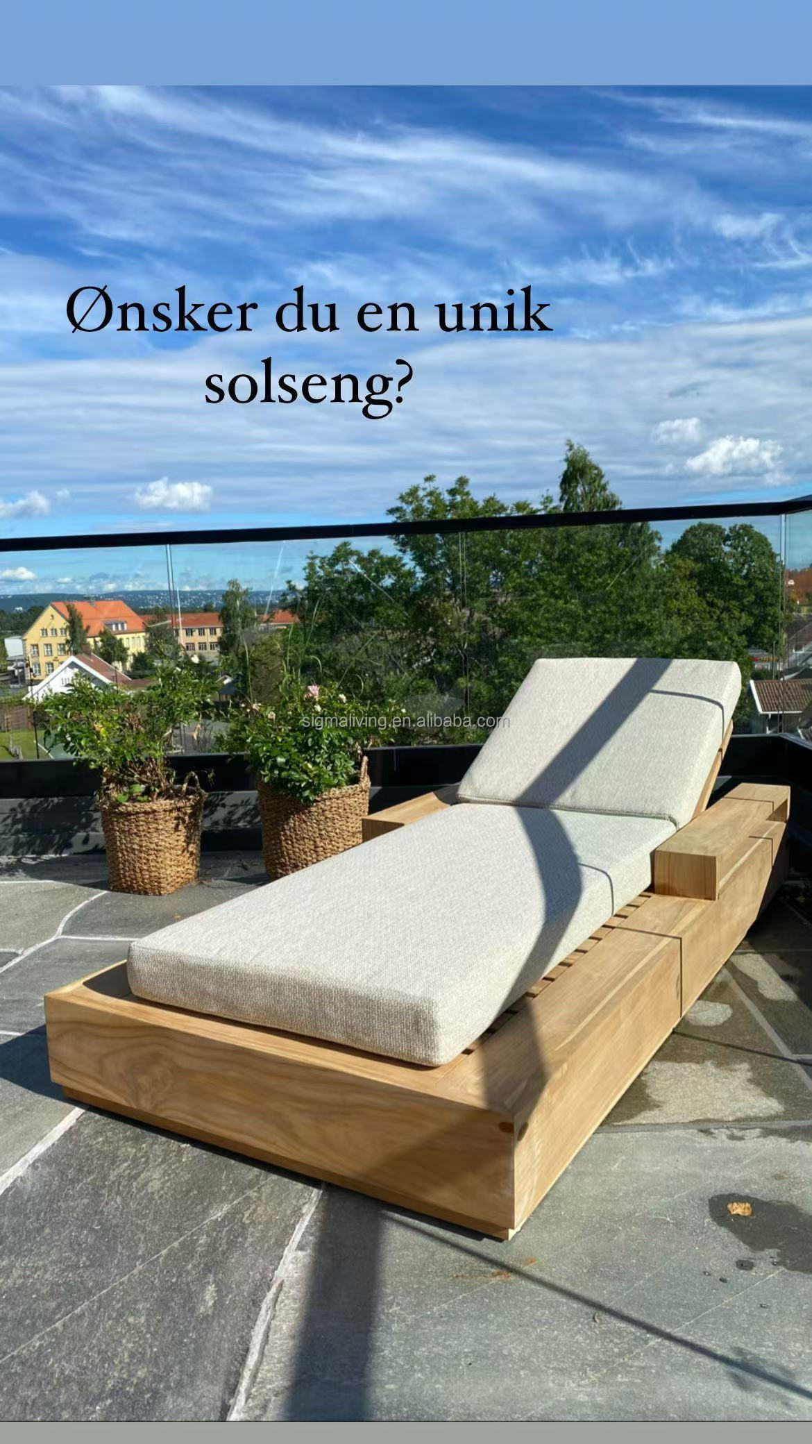 All Weather Custom Outdoor Furniture Modern Wood Chaise Garden Daybed Luxury Solid Wooden Teak Beach Sun Lounger