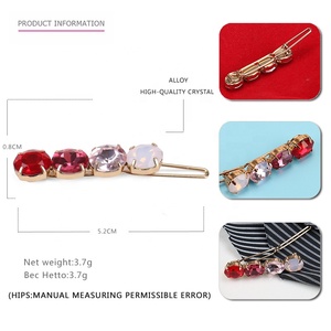 Premium Rhinestone Hair Clip Women <strong>Fashion</strong> Alloy <strong>Hairpin</strong> with Crystal Custom Multi <strong>Color</strong> Crystal Hair Pins - Product Image 2