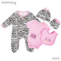 Ensemble de 5 vêtements pour bébé unisexe, coffret cadeau pour nouveau-né, combinaison en coton, pantalon, chapeau, 0-6 mois, vêtements de nuit pour bébé, 100% coton, dessin animé