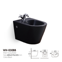 YIDA Réservoir d'eau caché noir de haute qualité Cuvette de toilette murale avec bidet rond pour WC P-Trap pour utilisation dans une villa hospitalière