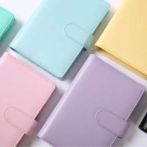 Carnets A5 en cuir métallique à six anneaux, <span class=keywords><strong>classeur</strong></span> A6 en cuir PU à six anneaux avec porte-cartes pour <span class=keywords><strong>classeur</strong></span> de <span class=keywords><strong>budget</strong></span> personnel - Product Image 3