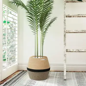 Rope Plant Basket Rope Plant Basket Large Storage Basket With Handles Modern Decorative Woven Basket For Living Room