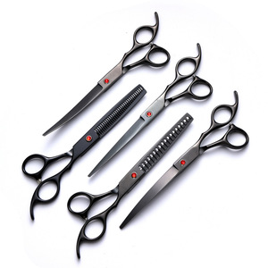 Pet Grooming Scissors Set 7.0 Inch Straight Curved Fishbone Shears With Comb For Cat Dog Haircut Multifunctional Tool - Product Image 1