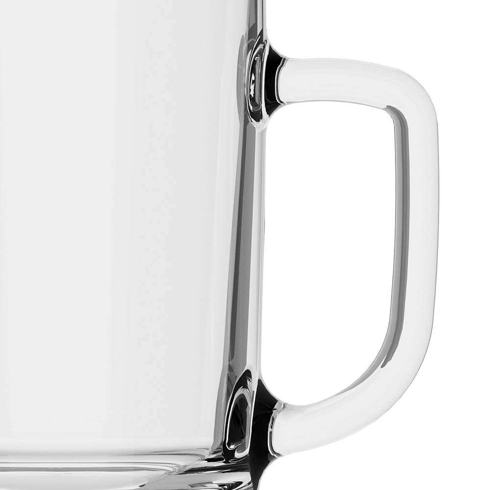 Commercial 16 Ounce Glass Beer Stein Mugs with Handle - Set of 6, Clear