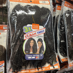 Extensiones de Cabello <span class=keywords><strong>Afro</strong></span> Kinky Crochet 3X Cuban Twist de 16 Pulgadas y 180G, Resistentes al Fuego, Estilo Cola de Caballo Natural, Precio Económico - Product Image 1